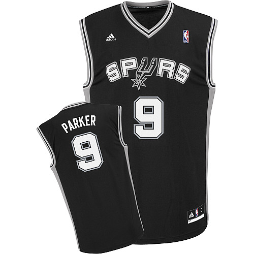 NBA San Antonio Spurs 9 Tony Parker New Revolution 30 Swingman Road Black Jersey
